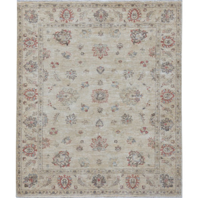 Tapis beige noué à la main de haute qualité