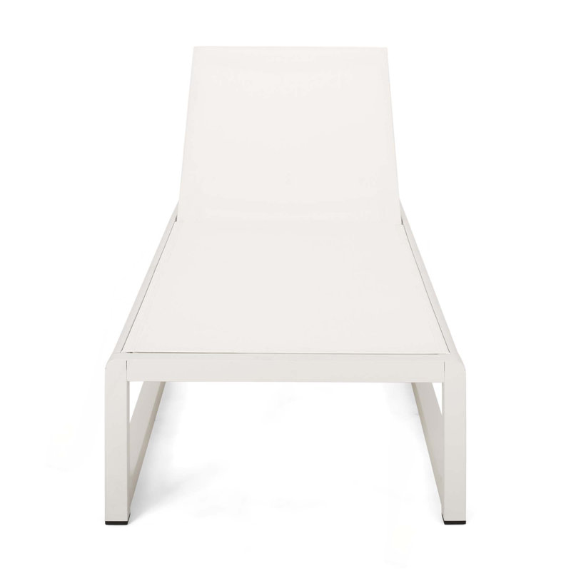Modesta Chaise Lounge Beach Chair, White Cushion/White Frame