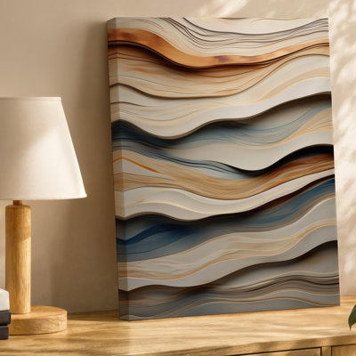 La toile crée une composition abstraite mettant en vedette des formes superposées qui ressemblent à de l'art mural