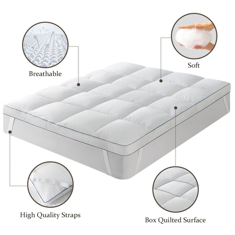 White Full Plush Down Alternative Mattress Topper