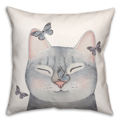 Coussin intérieur / extérieur Chat avec papillons