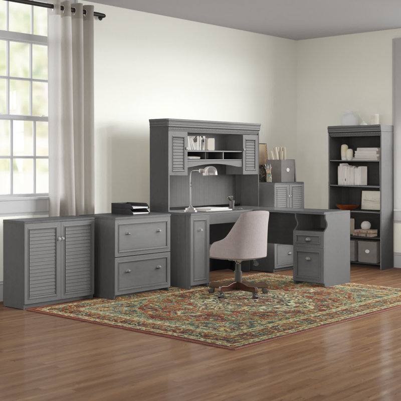 Huckins 5 Piece Computer Desk Office Set, Cape Cod Gray