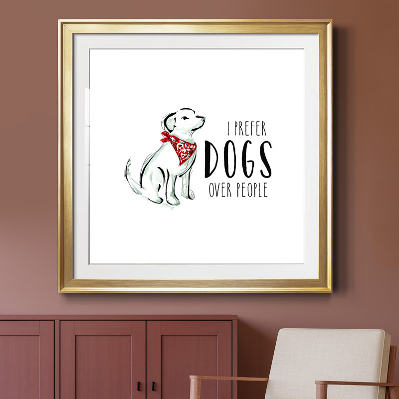 Dogs over People - Art textuel sur papier avec cadre photo, Papier encadré doré, H 26,5 po x l 26,5 po x P 1,5 po