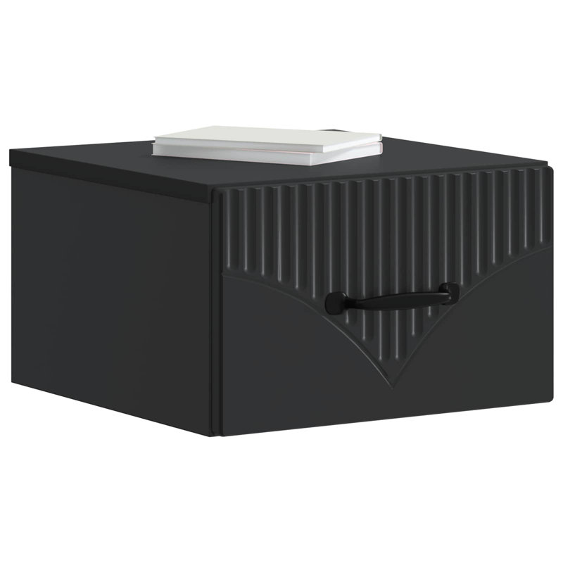 34.5cm W Manufactured Wood Bedside Table, Black