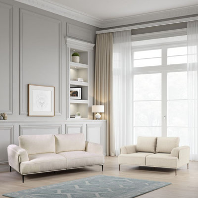 Ensemble de canapé et causeuse 2 pièces Batty, chenille gris moderne, dossier réglable