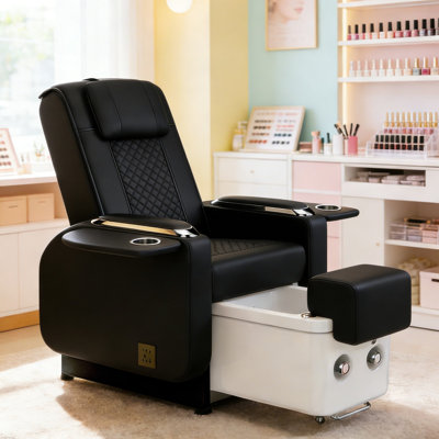 Barber Chair With Back Massage, Reclining Massage Chair With Pull-out Foot Bathtub