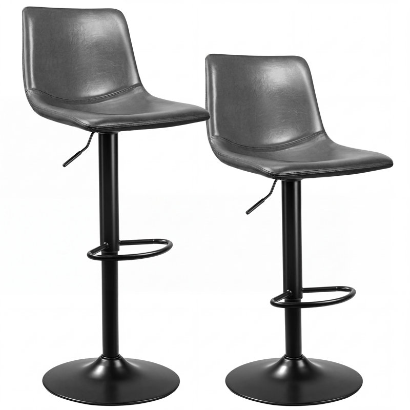 Ensemble de 2 tabourets de bar pivotants Halima Rockel, Gris, 2 
