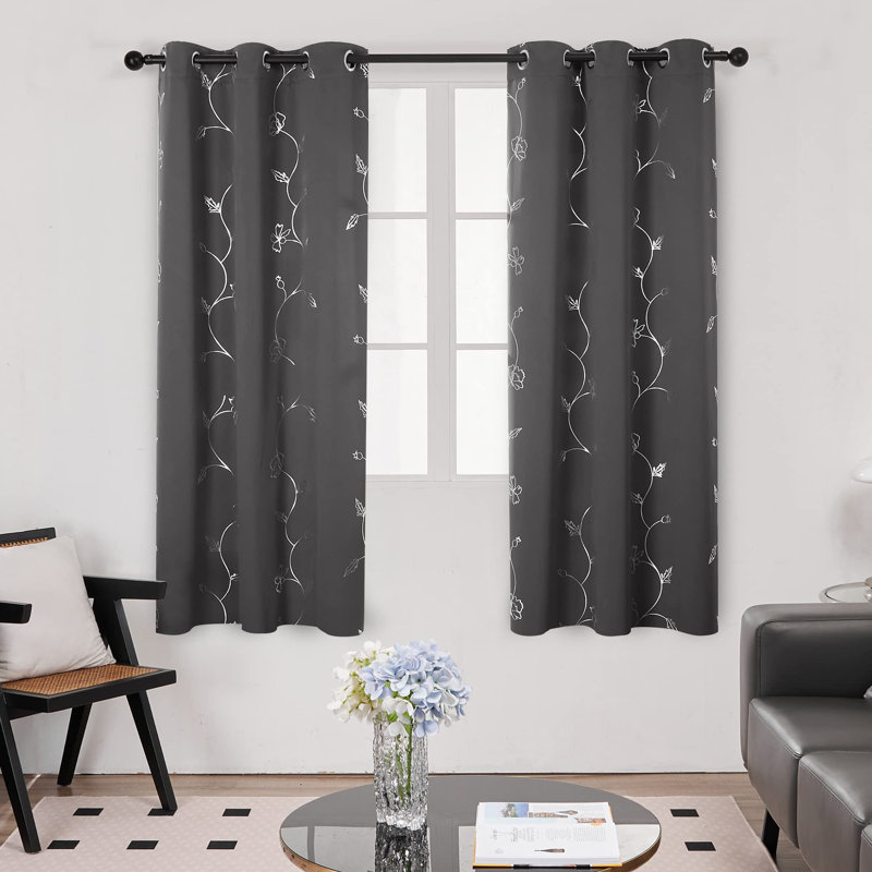 Room Darkening Curtain Pair, 42" W x 63" L, Dark Gray