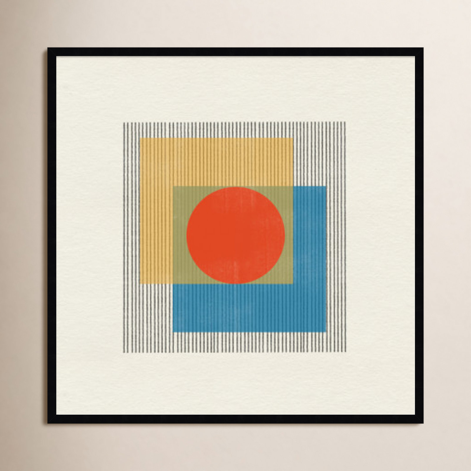 Midcentury Modern Object No 3 Print, Black, 33" H x 33" W x 1" D