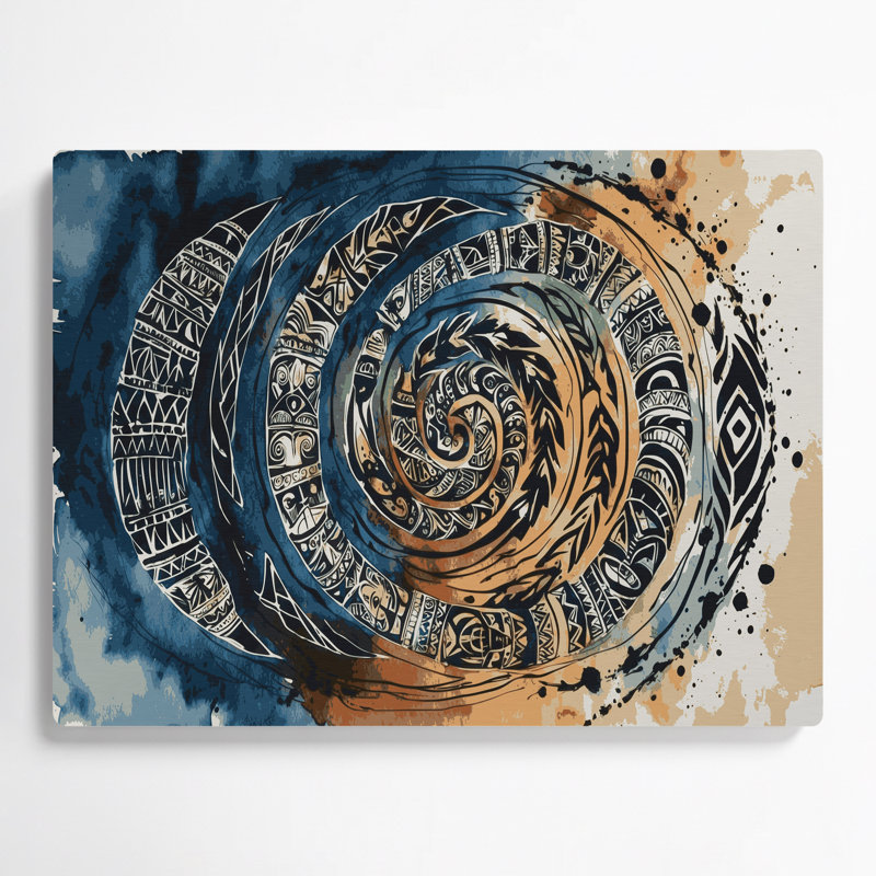 Art mural hawaïen avec symboles anciens gris, H 20 po x l 24 po