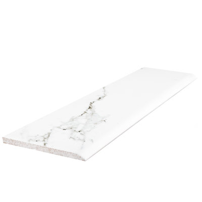 Battiscopa 13" x 3" Ceramic Bullnose Tile Trim in Calacatta