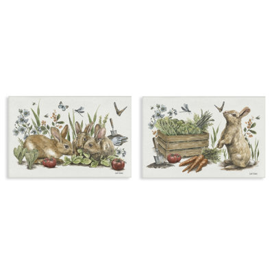 Ensemble de 2 reproductions d'art sur toile Rabbit