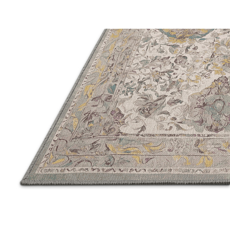 Machine Washable Gray Area Rug, Rectangle 2' x 3'