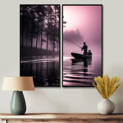«Fishing At The Lake I» - ensemble d'art mural chasse et pêche
