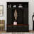 Farmhouse Hall Tree With Golden Hooks & Walnut Bench, Entryway Organizer With Adjustable Shelves, Shoe Storage-117530977