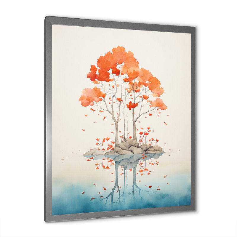 Impression simple sur toile, impression d'un seul arbre, H 40 po x l 30 po x P 1,5 po, Cadre simple argenté