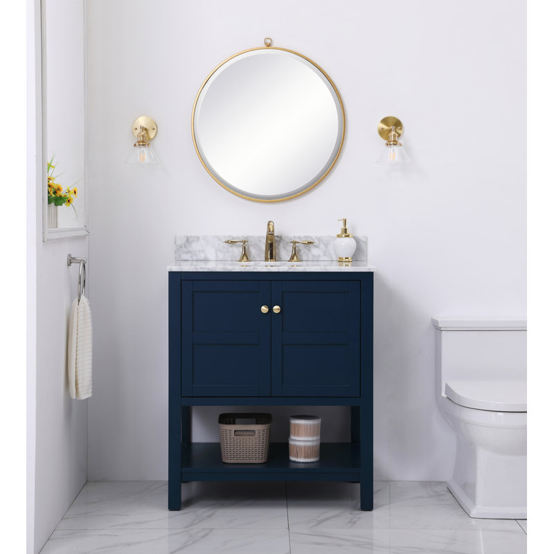  Ensemble de meuble-lavabo de 30 po / Finition de la base: bleu avec plateau blanc Carrera