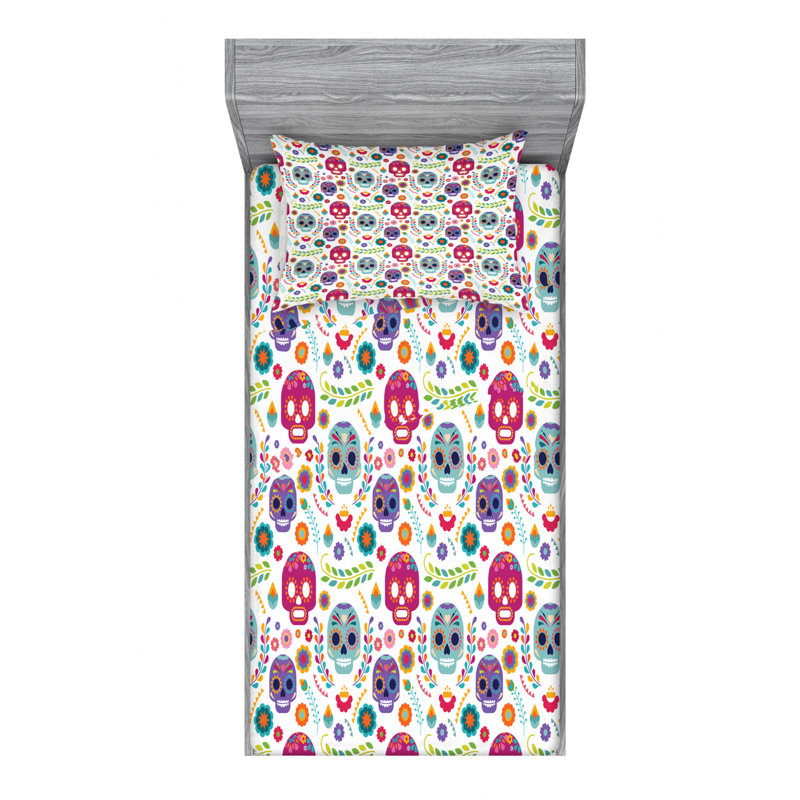 Microfiber Floral Sheet Set, Twin Sheet Set with Fitted Sheet