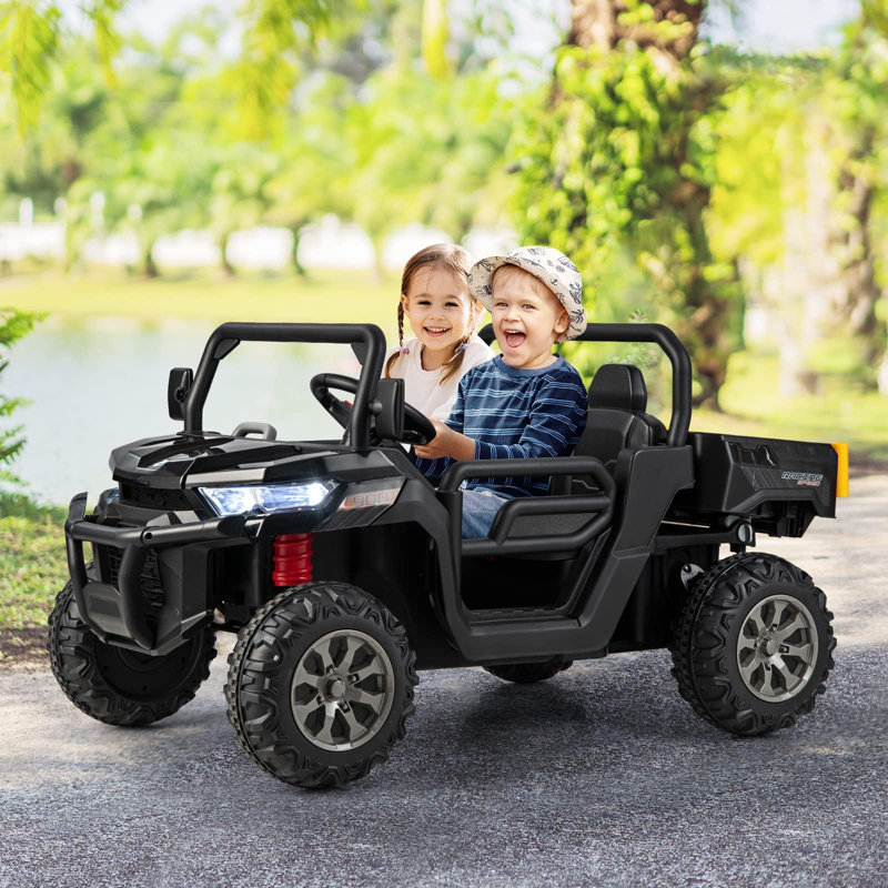 Homdox 24V 2 Seater All-Terrain Vehicles Battery Powered Ride on Toy with Remote Control, Black