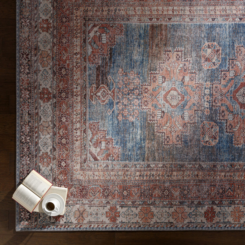 Amneris Machine Washable Traditionnal Boho Coral Runner Rug, Runner 80 x 220cm