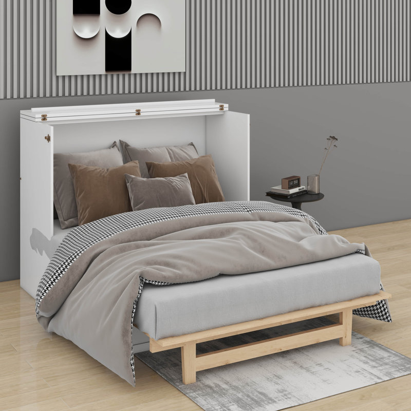 Lit escamotable double avec grand tiroir, Blanc