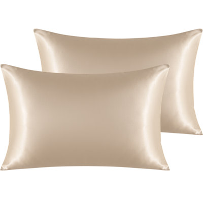 Satin Pillowcases with Envelope Closure, Hair & Skin Friendly Pillow Covers, 2 Pack