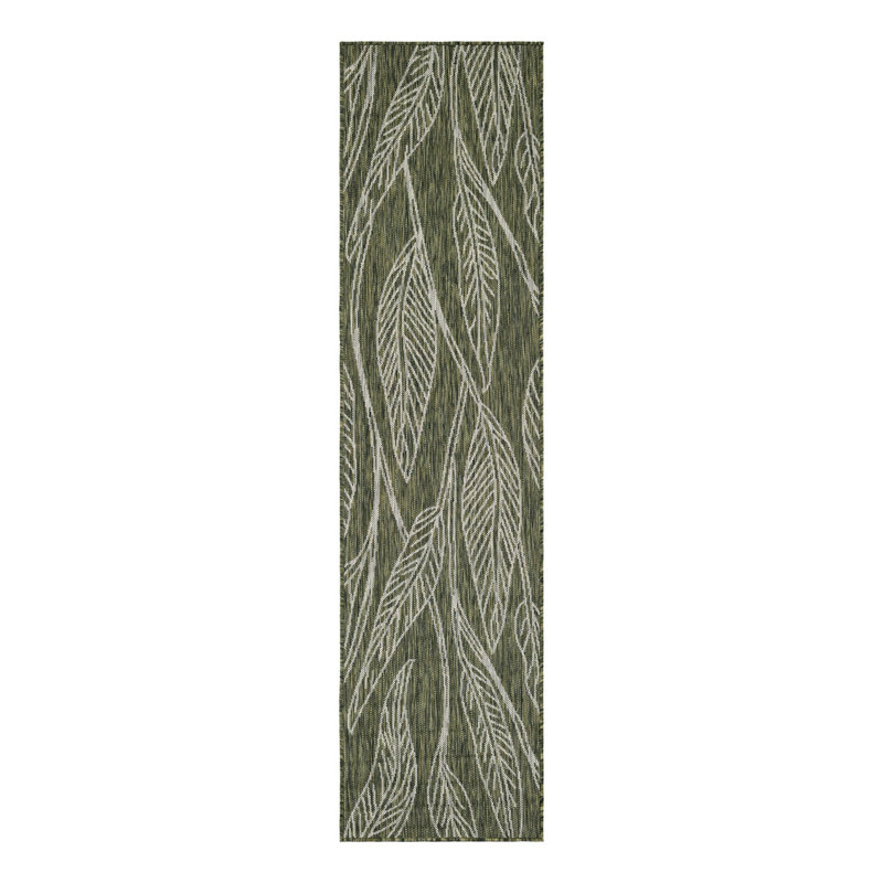 Tapis intérieur / extérieur à motif floral vert / gris Zenon, Tapis de couloir 2 pi x 8 pi