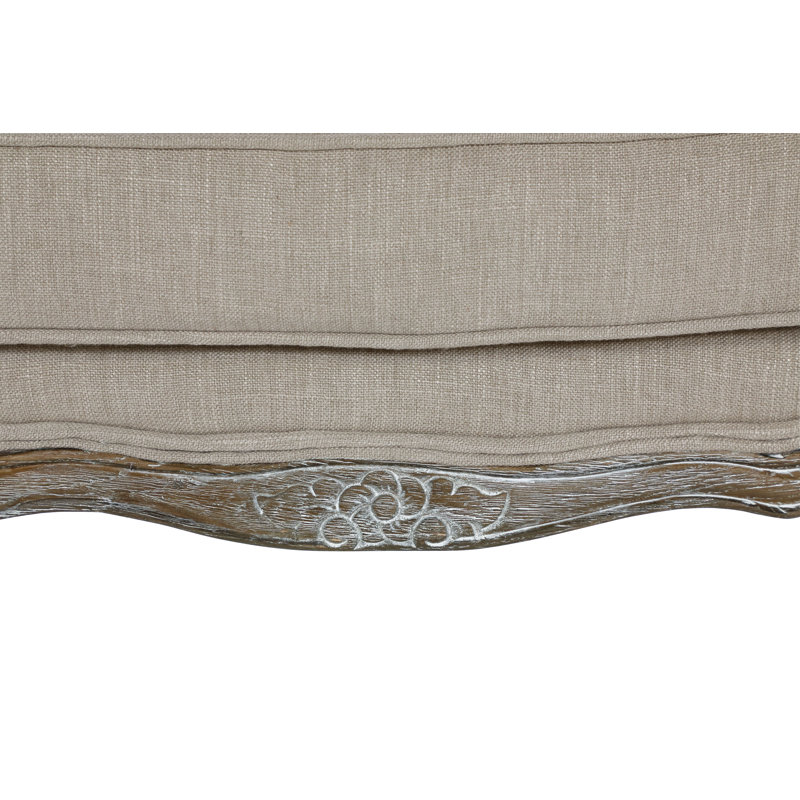 Repose-pieds Comacho de 32 po en tissu texturé traditionnel avec revêtement texturé durable, pieds en bois gris patiné