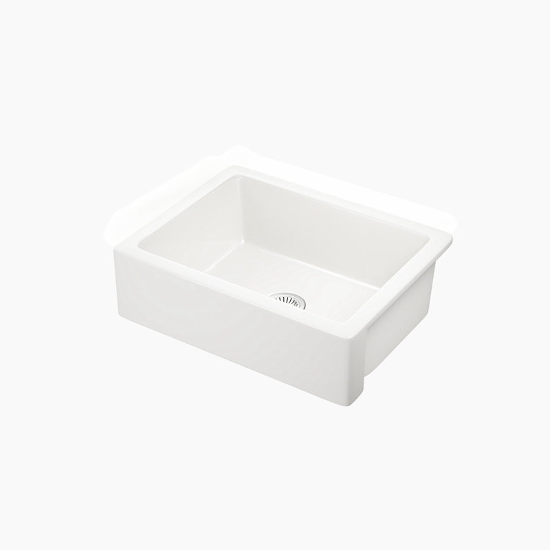 Évier de cuisine simple en céramique, H 8 po x l 19 po x P 6,75 po