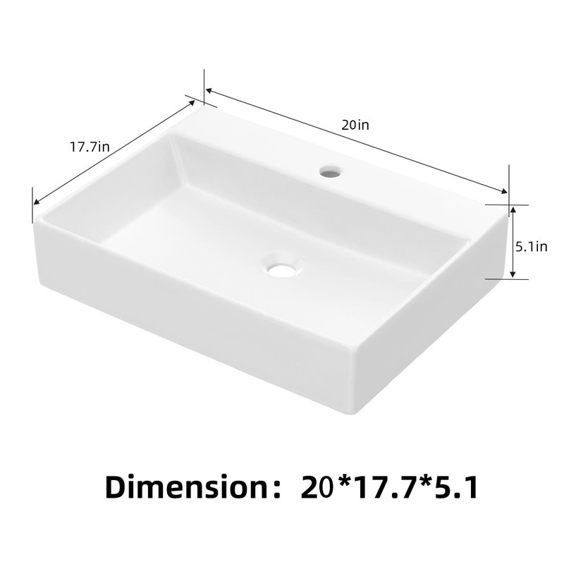 Meuble-lavabo vasque rectangulaire en céramique blanche