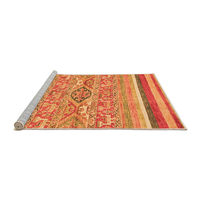 Tapis orange tissé à la machine Malaine, Carré 5 pi