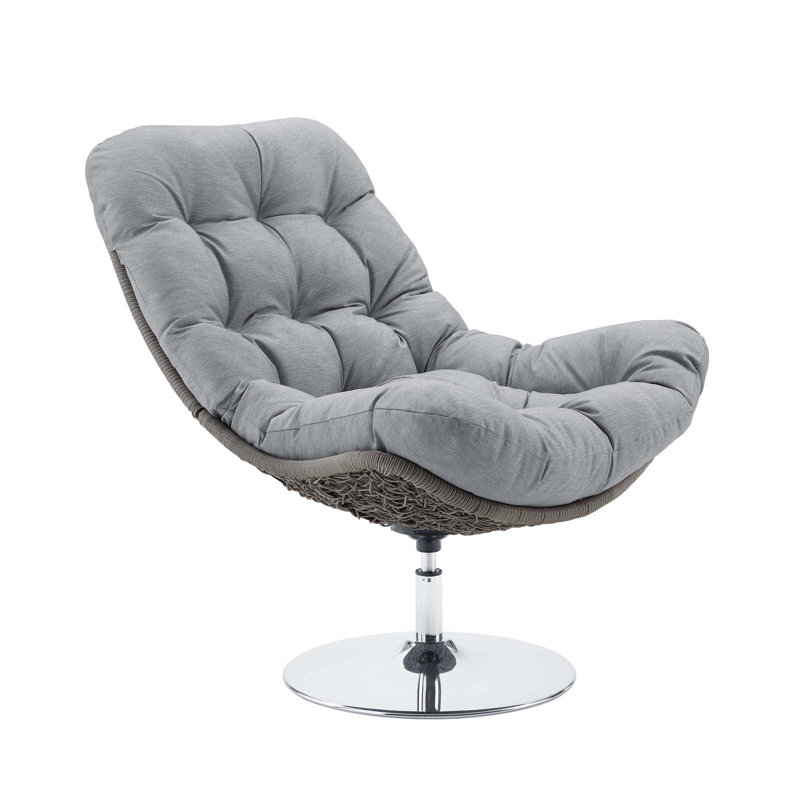 Brighton Wicker Rattan Outdoor Patio Swivel Lounge Chair by Modway, Gray