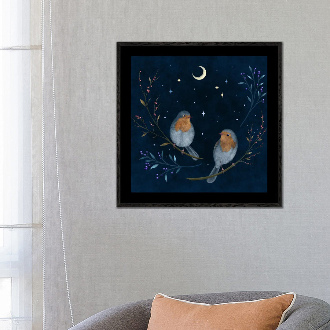 Birds And Berries von Episodic Drawing - Galerie-verpackte Leinwand Giclée