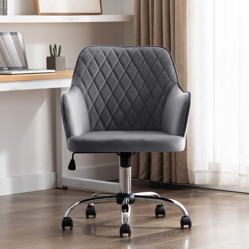 Chaise de travail Sekani, Gris, Chrome