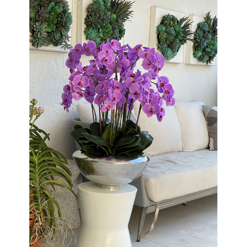Orchid Floral Arrangement in Planter, Light Purple