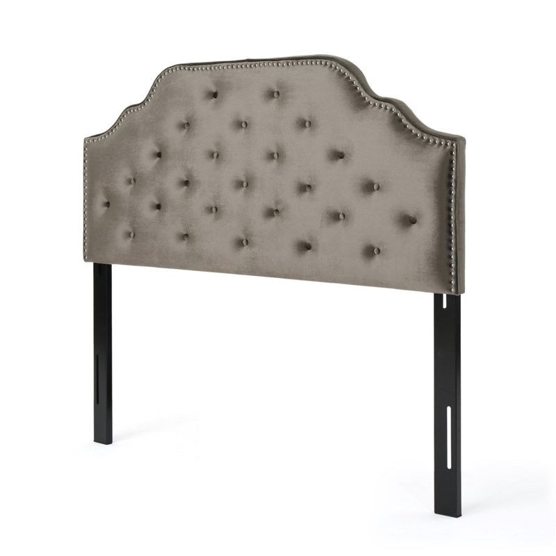 Bed Frame With Headboard, Gray, Queen