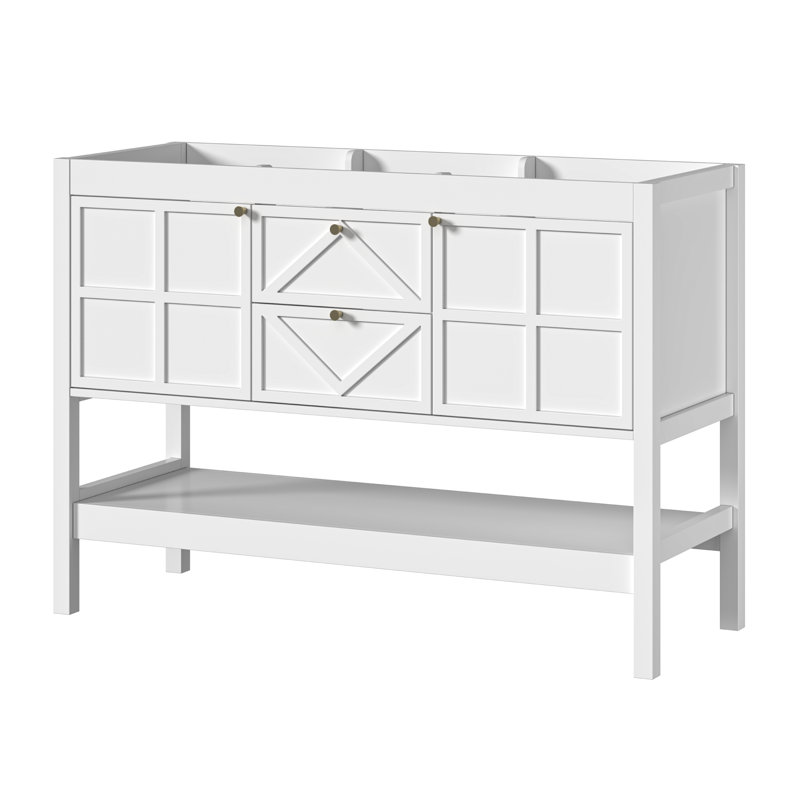 Base de meuble-lavabo simple 48 po seulement, Blanc / Blanc