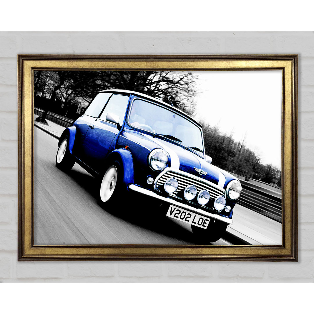 Mini Cooper Retro Blau - Druck