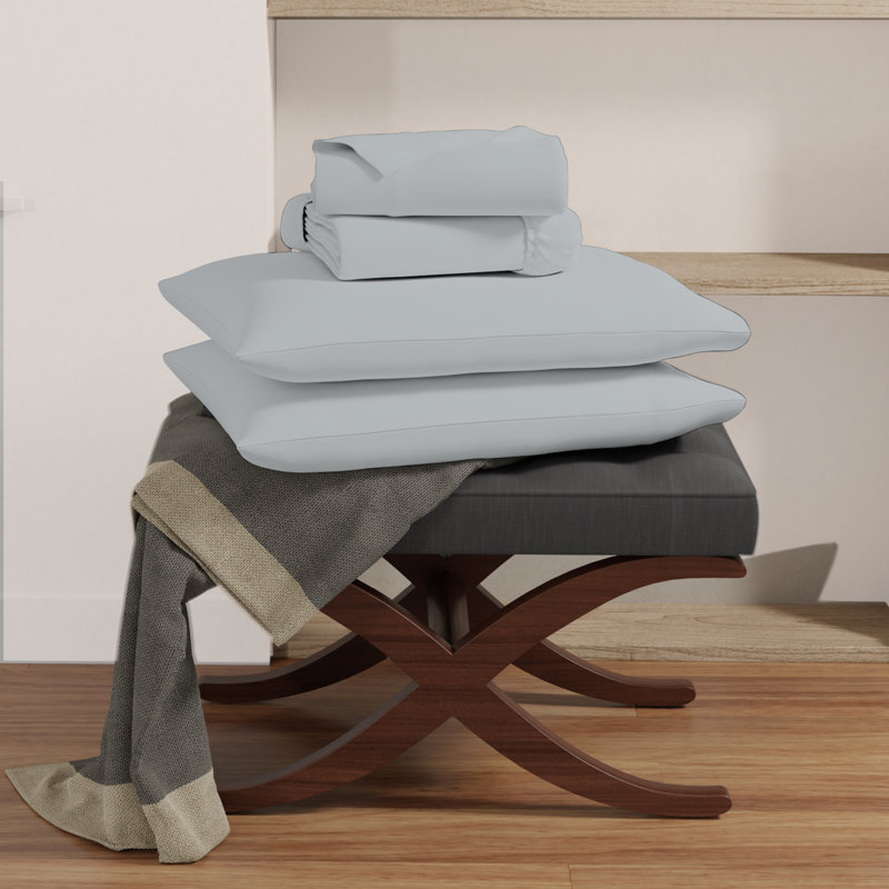 Ensemble de draps durables et légers 100% coton durable et respirant, Grand, Gris clair