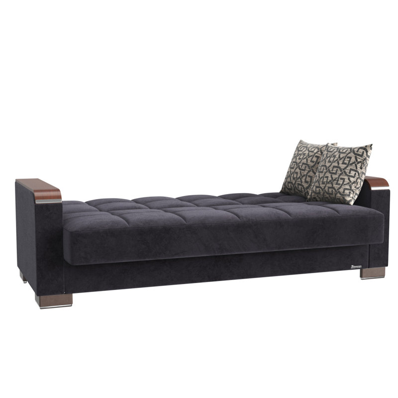 Canapé-lit rembourré en bois noir avec rangement Primenest Collection Zenaero