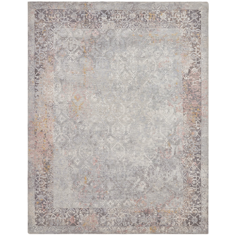 Oriental Area Rug in Gray, Rectangle 6' x 9'