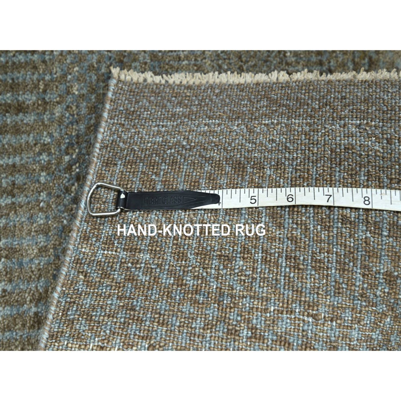 2'x3' Khaki Brown Modern Grass Design Hand Knotted Natural Wool Mat Rug CBD076C02A8E4547BEF2DD05B9A67868