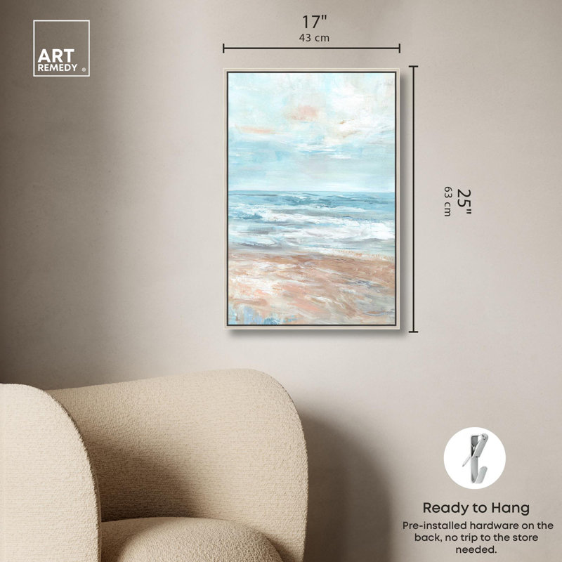 «Sparkling Riviera Coastal Art» par Art Remedy, H 24 po x l 16 po, Cadre argenté