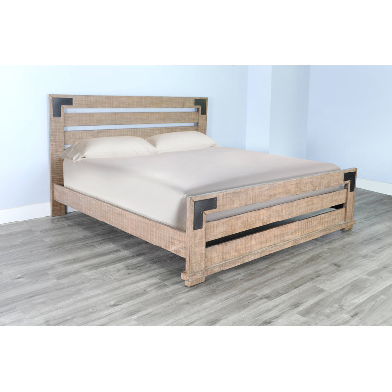 Solid Wood Panel Bed, King