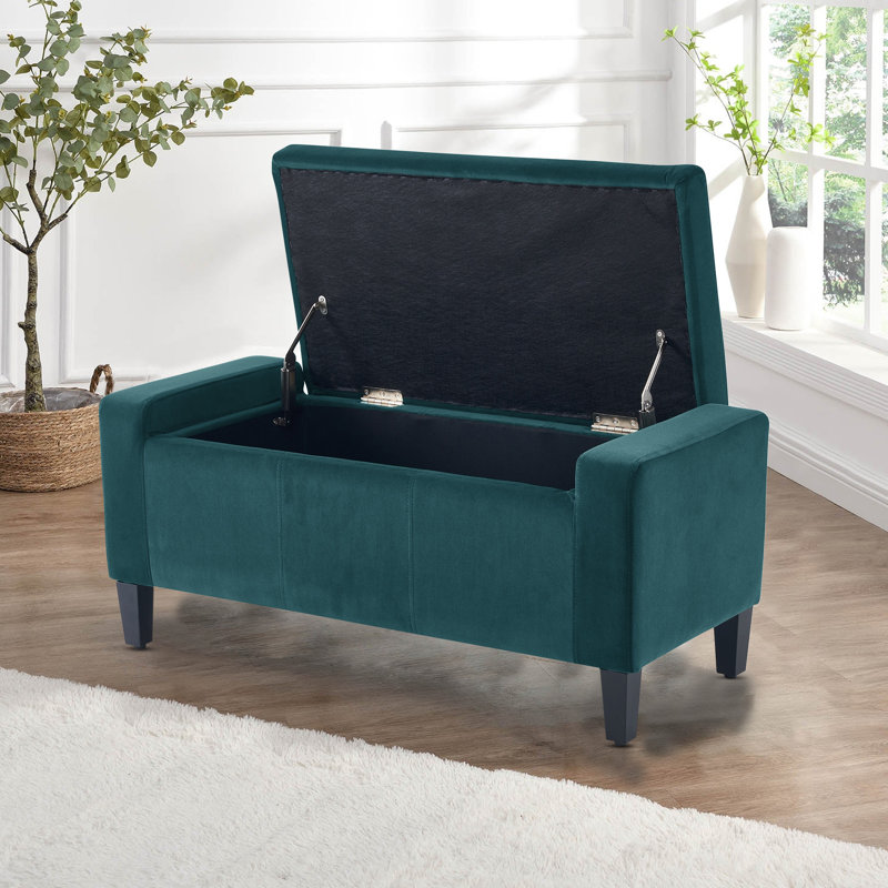 Polyester Upholstered Bench, Emerald