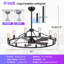 Ventilateur de plafond lustre en roue de chariot 41 "avec 12 lumières 41" avec télécommande et contrôle d'application, 6 vitesses-1508787501