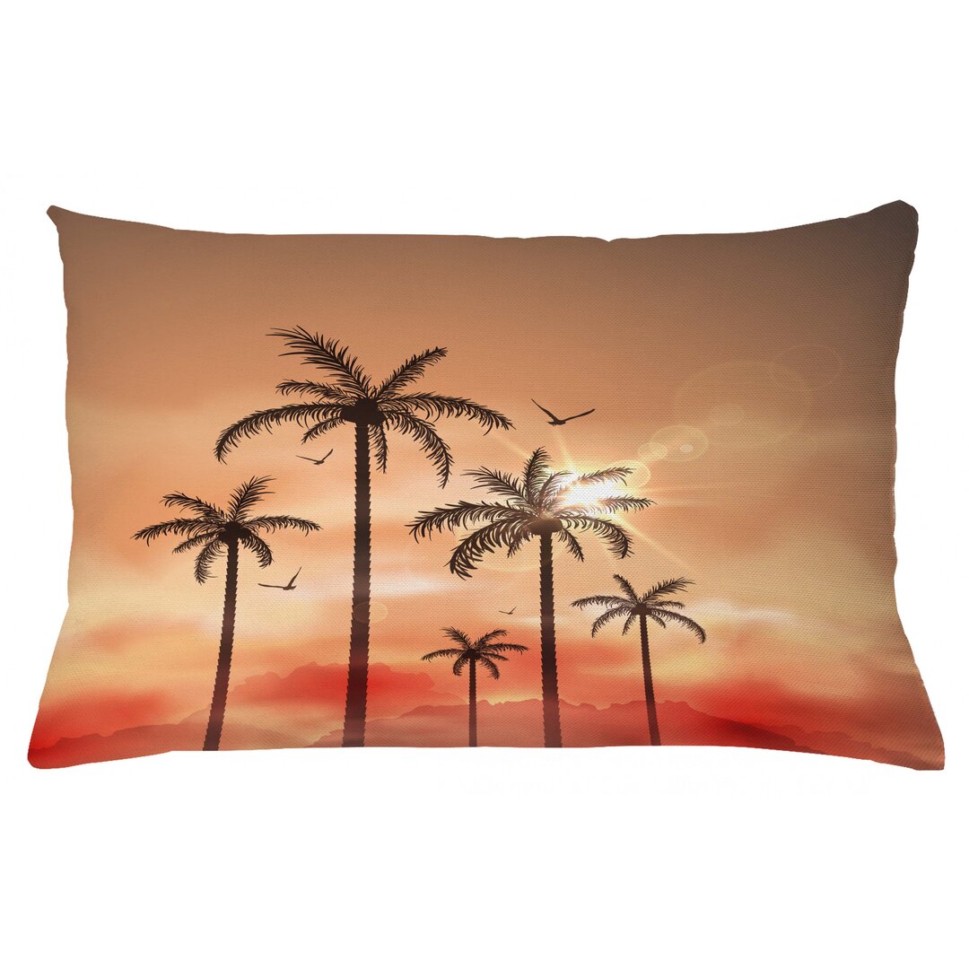 Kissenbezug, Palms Dramatischer Himmel, Tropisch, Lachs Braun Korallenrot