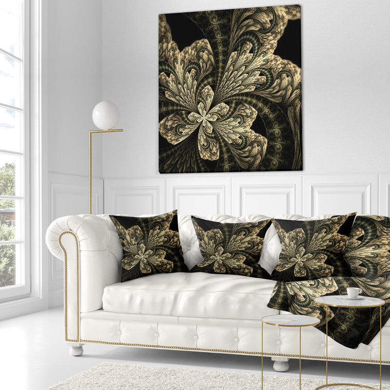 Coussin décoratif floral symétrique à grande fleur, 16 po x 1 po, Coussin décoratif