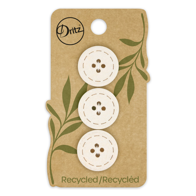 Bouton rond en coton recyclé Dritz, 20 mm, naturel, 9 boutons