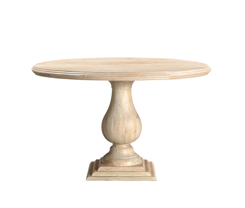 48" Natural Solid Wood Pedestal Base Round Top Dining Table